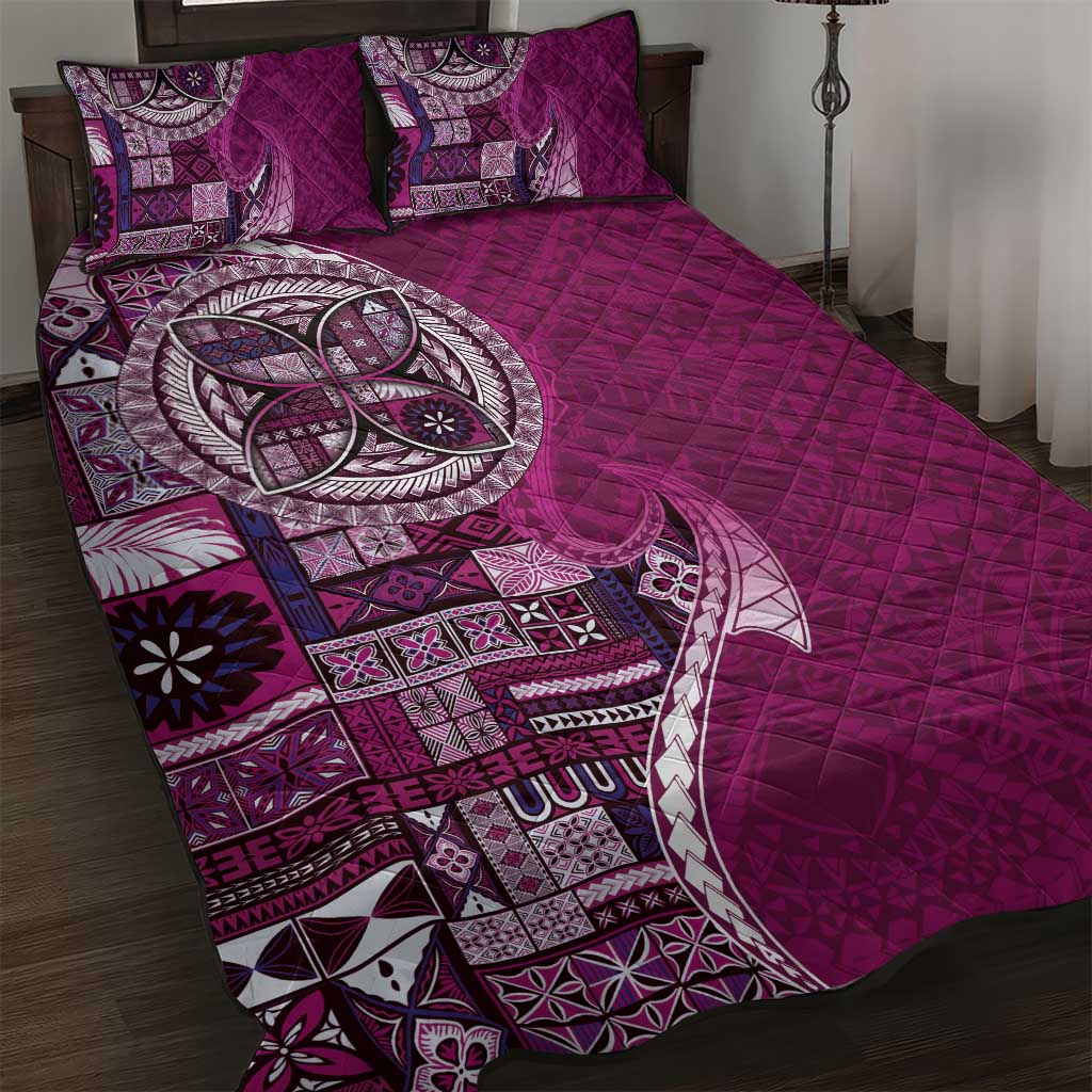 Samoan Siapo Art Tattoo Polynesian Pattern Quilt Bed Set Pink Color LT03 Pink - Polynesian Pride