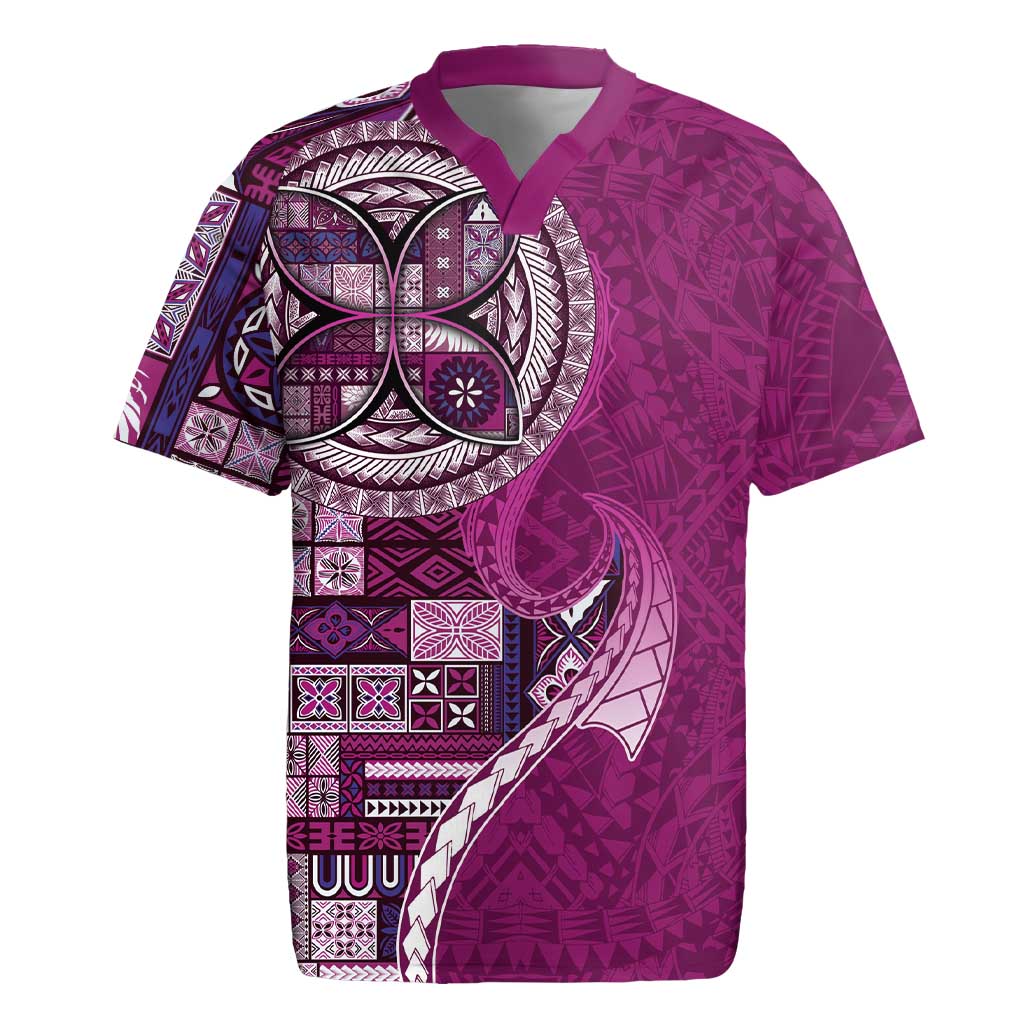 Samoan Siapo Art Tattoo Polynesian Pattern Rugby Jersey Pink Color LT03 Pink - Polynesian Pride