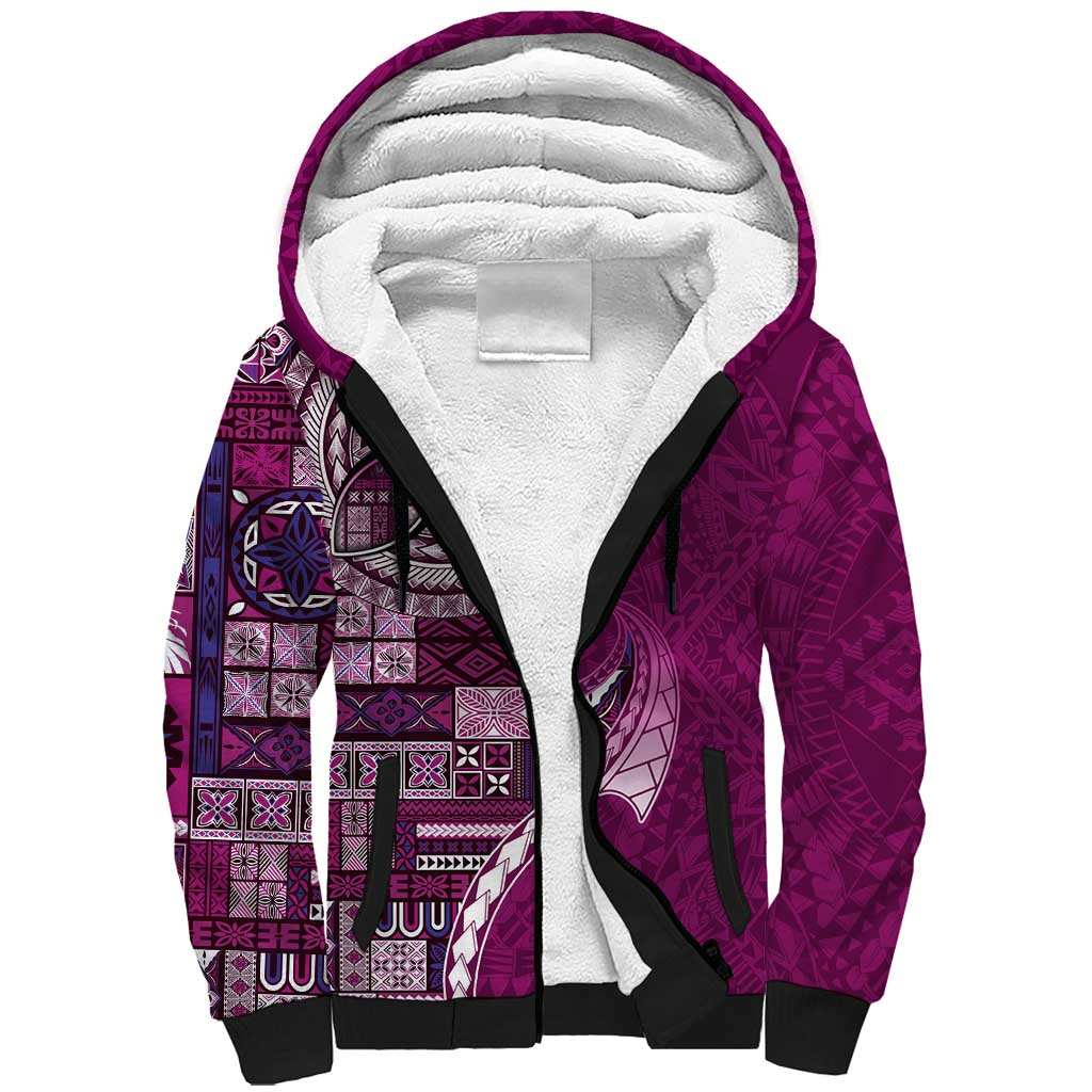 Samoan Siapo Art Tattoo Polynesian Pattern Sherpa Hoodie Pink Color LT03 Unisex Pink - Polynesian Pride