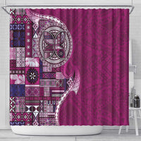 Samoan Siapo Art Tattoo Polynesian Pattern Shower Curtain Pink Color LT03 - Polynesian Pride