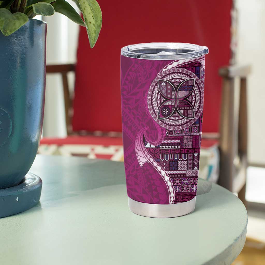 Samoan Siapo Art Tattoo Polynesian Pattern Tumbler Cup Pink Color LT03 - Polynesian Pride