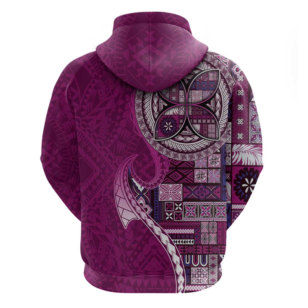 Samoan Siapo Art Tattoo Polynesian Pattern Zip Hoodie Pink Color LT03 - Polynesian Pride