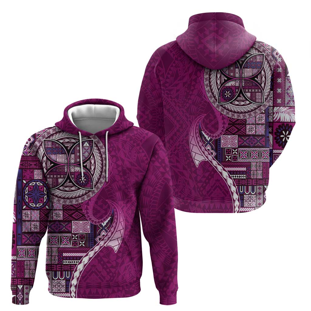 Samoan Siapo Art Tattoo Polynesian Pattern Zip Hoodie Pink Color LT03 - Polynesian Pride