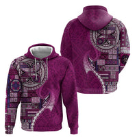 Samoan Siapo Art Tattoo Polynesian Pattern Zip Hoodie Pink Color LT03 - Polynesian Pride