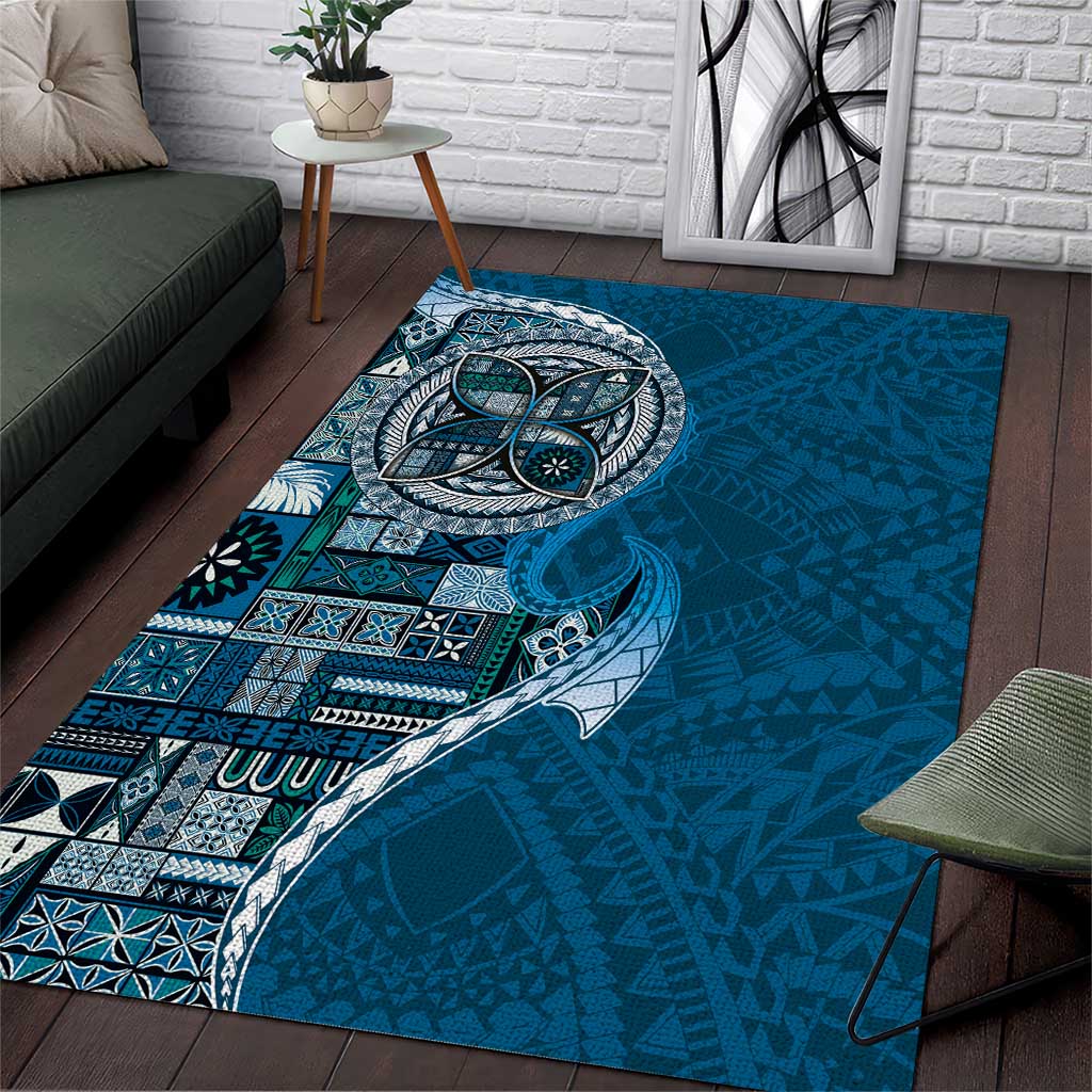Samoan Siapo Art Tattoo Polynesian Pattern Area Rug Teal Color LT03 Teal - Polynesian Pride