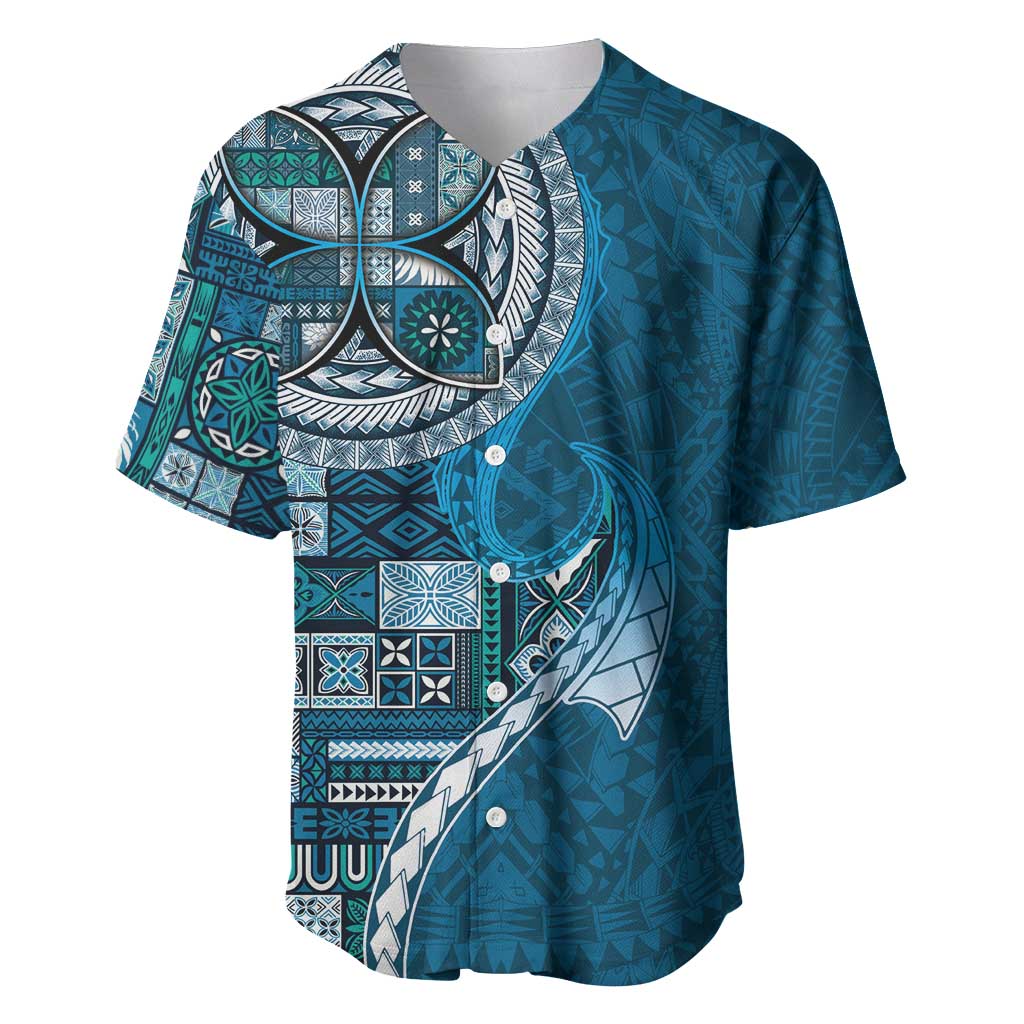 Samoan Siapo Art Tattoo Polynesian Pattern Baseball Jersey Teal Color LT03 Teal - Polynesian Pride