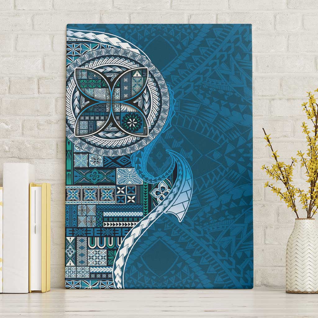 Samoan Siapo Art Tattoo Polynesian Pattern Canvas Wall Art Teal Color LT03 Without Frame Teal - Polynesian Pride