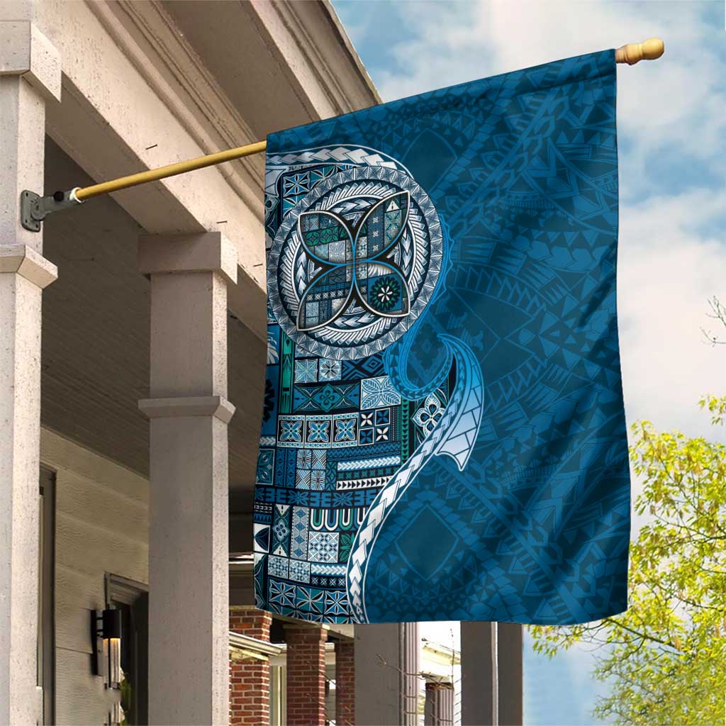 Samoan Siapo Art Tattoo Polynesian Pattern Garden Flag Teal Color LT03 House Flag Teal - Polynesian Pride