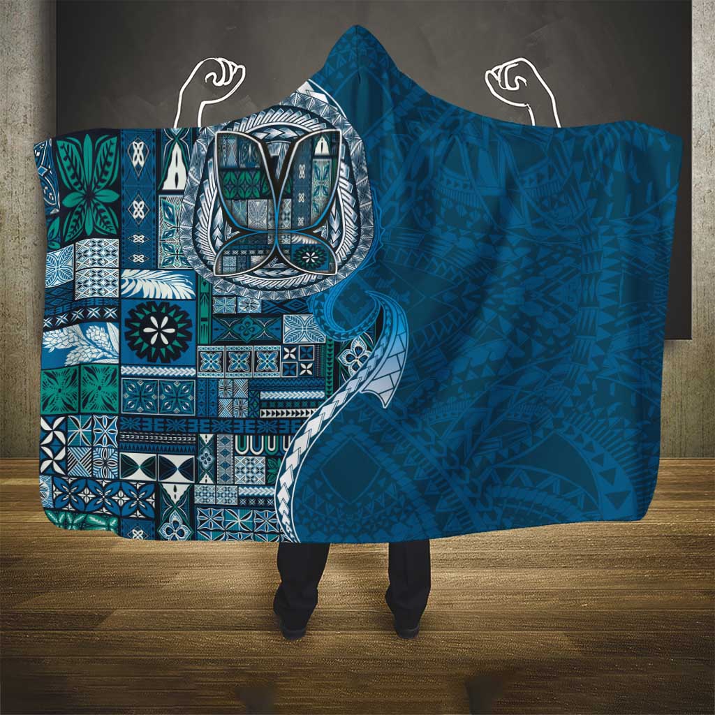 Samoan Siapo Art Tattoo Polynesian Pattern Hooded Blanket Teal Color LT03 - Polynesian Pride