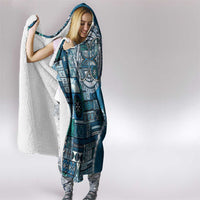 Samoan Siapo Art Tattoo Polynesian Pattern Hooded Blanket Teal Color LT03 - Polynesian Pride
