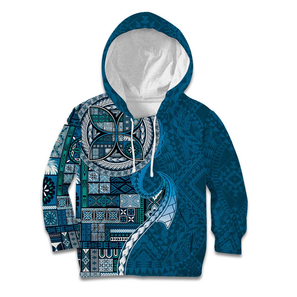 Samoan Siapo Art Tattoo Polynesian Pattern Kid Hoodie Teal Color LT03 Hoodie Teal - Polynesian Pride