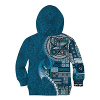 Samoan Siapo Art Tattoo Polynesian Pattern Kid Hoodie Teal Color LT03 - Polynesian Pride