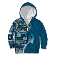 Samoan Siapo Art Tattoo Polynesian Pattern Kid Hoodie Teal Color LT03 Zip Hoodie Teal - Polynesian Pride