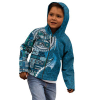 Samoan Siapo Art Tattoo Polynesian Pattern Kid Hoodie Teal Color LT03 - Polynesian Pride