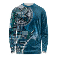 Samoan Siapo Art Tattoo Polynesian Pattern Long Sleeve Shirt Teal Color LT03 Unisex Teal - Polynesian Pride