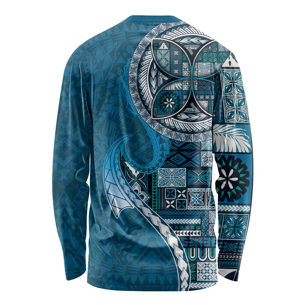 Samoan Siapo Art Tattoo Polynesian Pattern Long Sleeve Shirt Teal Color LT03 - Polynesian Pride