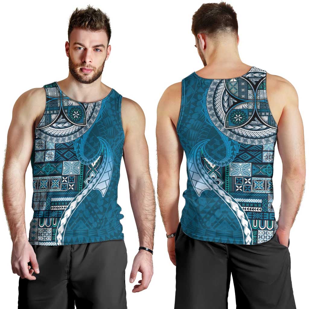 Samoan Siapo Art Tattoo Polynesian Pattern Men Tank Top Teal Color LT03 - Polynesian Pride