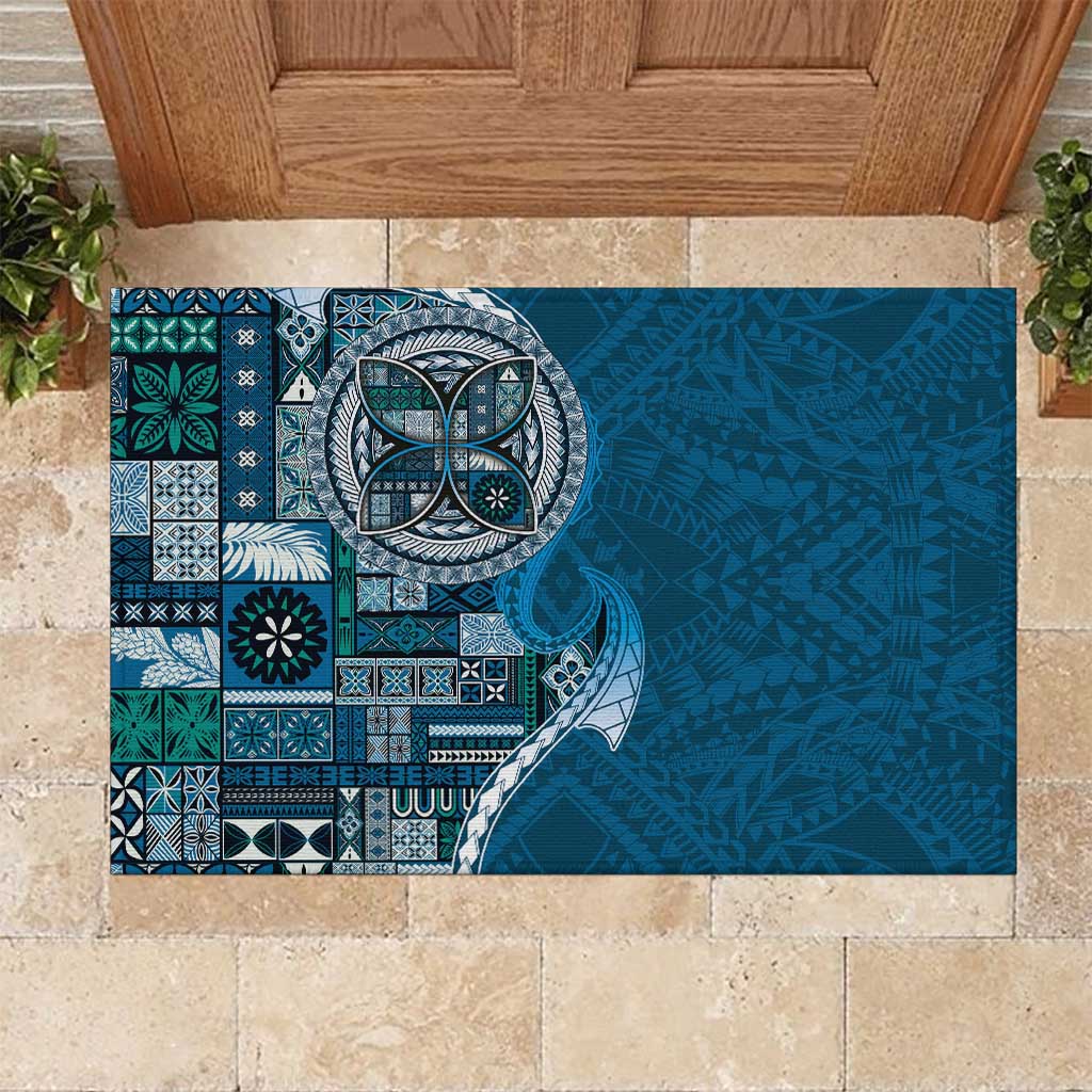Samoan Siapo Art Tattoo Polynesian Pattern Rubber Doormat Teal Color LT03 Teal - Polynesian Pride