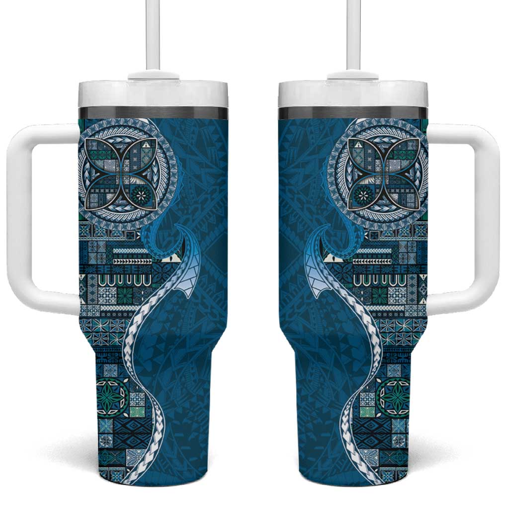 Samoan Siapo Art Tattoo Polynesian Pattern Tumbler With Handle Teal Color LT03 One Size: 40 oz Teal - Polynesian Pride