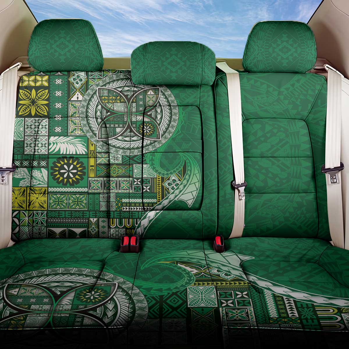 Samoan Siapo Art Tattoo Polynesian Pattern Back Car Seat Cover Green Color LT03 One Size Green - Polynesian Pride