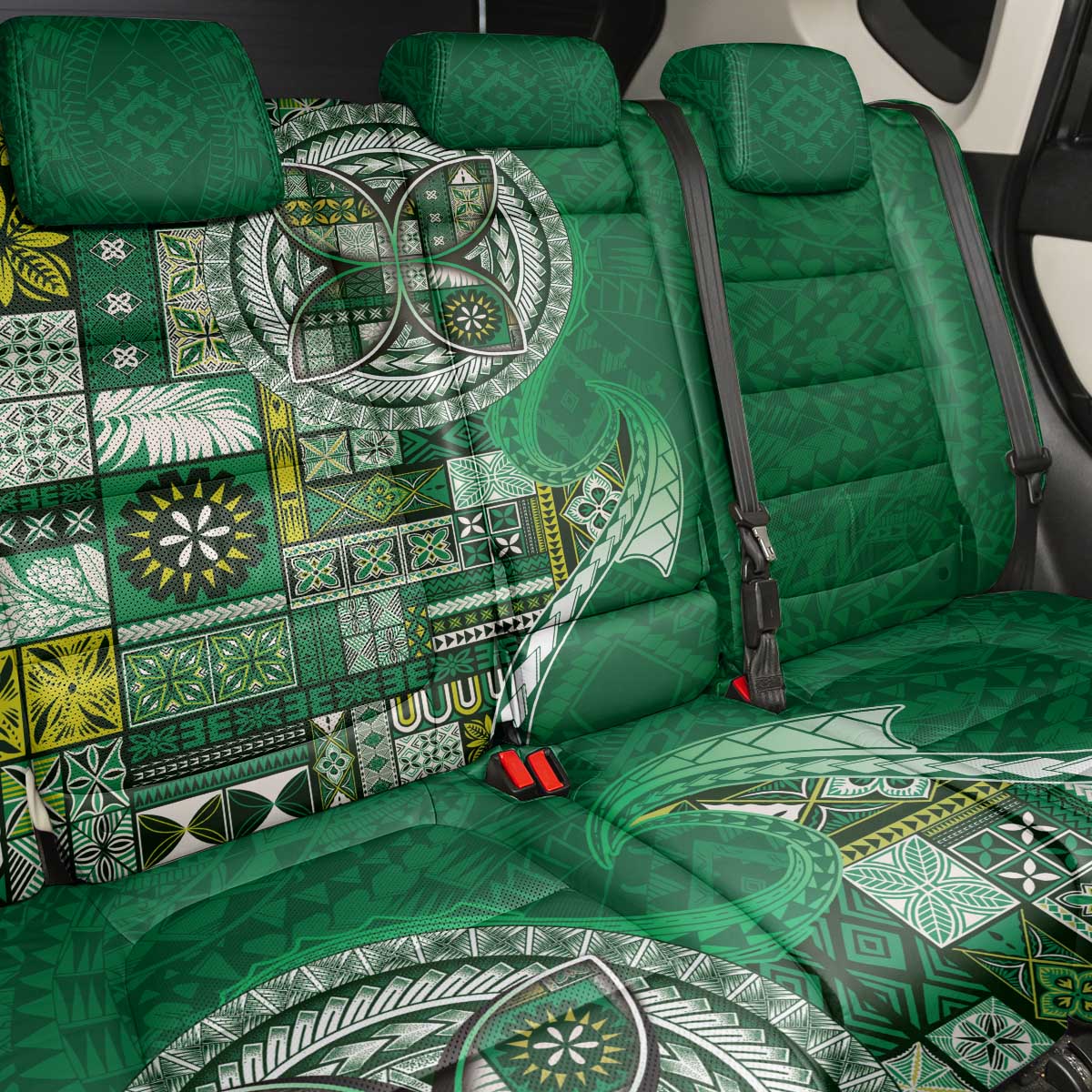 Samoan Siapo Art Tattoo Polynesian Pattern Back Car Seat Cover Green Color LT03 - Polynesian Pride