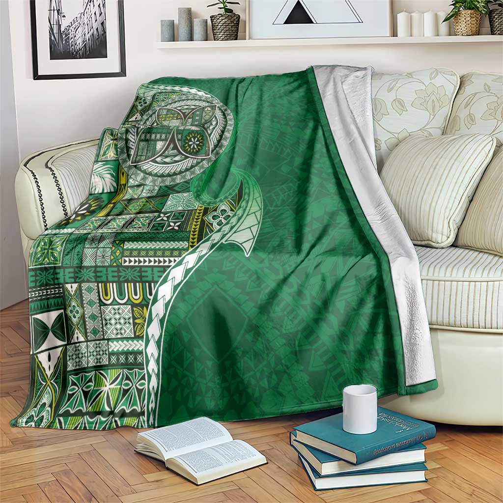 Samoan Siapo Art Tattoo Polynesian Pattern Blanket Green Color LT03 Green - Polynesian Pride