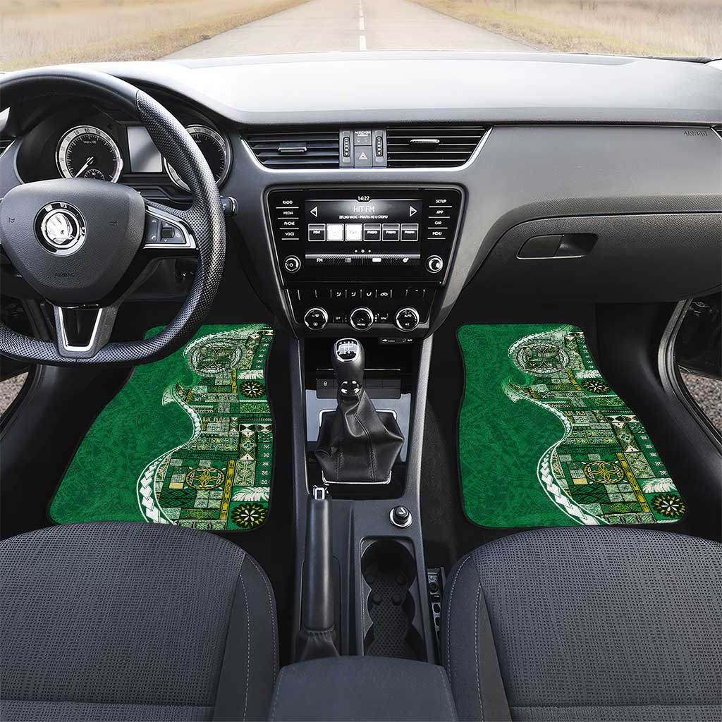Samoan Siapo Art Tattoo Polynesian Pattern Car Mats Green Color LT03 Set 2pcs - Front Green - Polynesian Pride