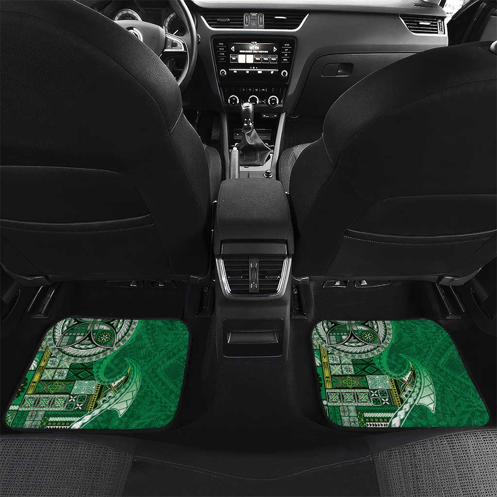 Samoan Siapo Art Tattoo Polynesian Pattern Car Mats Green Color LT03 Set 2pcs - Back Green - Polynesian Pride