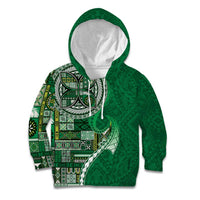 Samoan Siapo Art Tattoo Polynesian Pattern Kid Hoodie Green Color LT03 Hoodie Green - Polynesian Pride