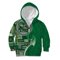 Samoan Siapo Art Tattoo Polynesian Pattern Kid Hoodie Green Color LT03 Zip Hoodie Green - Polynesian Pride