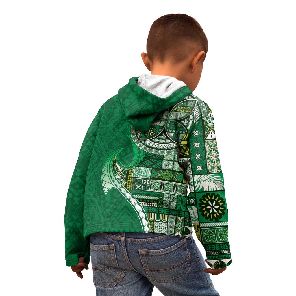 Samoan Siapo Art Tattoo Polynesian Pattern Kid Hoodie Green Color LT03 - Polynesian Pride