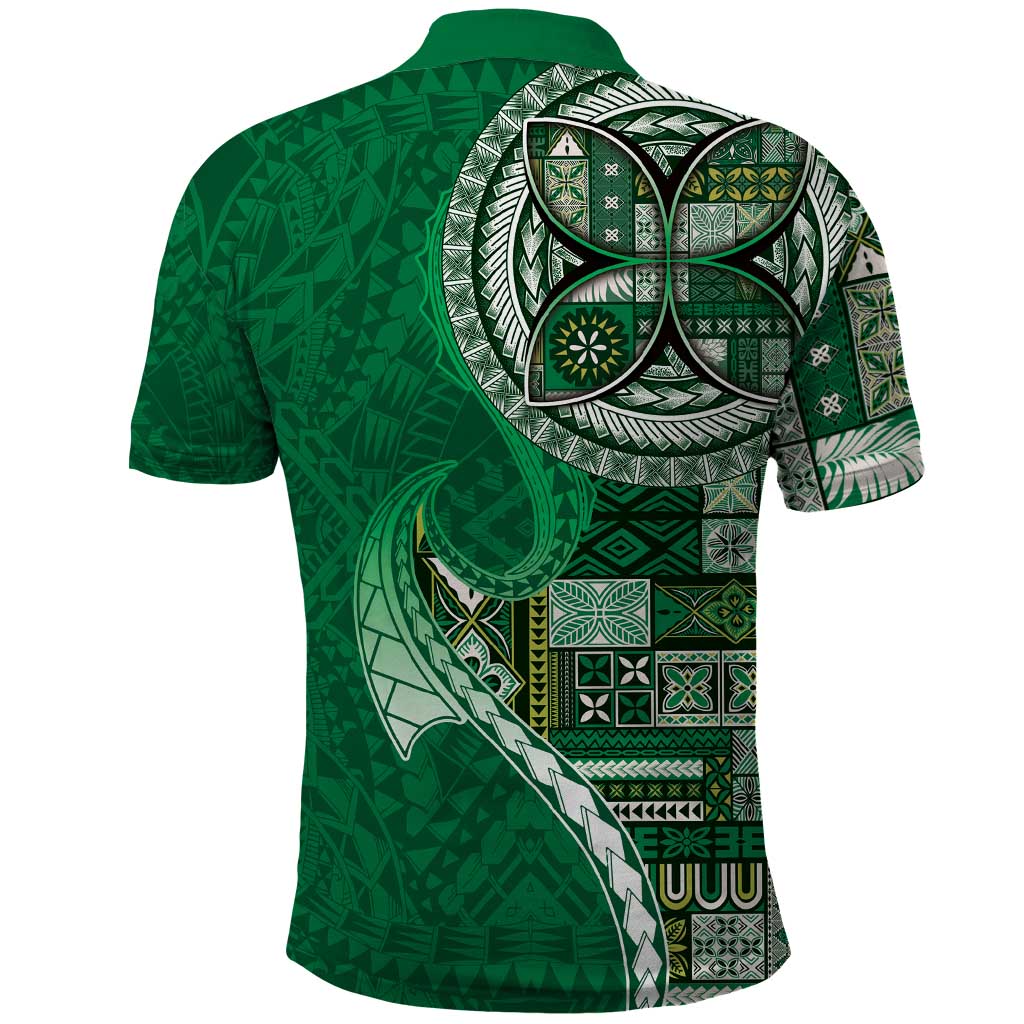 Samoan Siapo Art Tattoo Polynesian Pattern Polo Shirt Green Color LT03 - Polynesian Pride