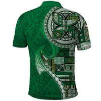 Samoan Siapo Art Tattoo Polynesian Pattern Polo Shirt Green Color LT03 - Polynesian Pride