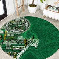 Samoan Siapo Art Tattoo Polynesian Pattern Round Carpet Green Color LT03 Green - Polynesian Pride