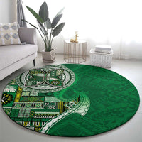 Samoan Siapo Art Tattoo Polynesian Pattern Round Carpet Green Color LT03 - Polynesian Pride