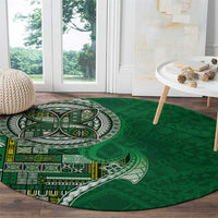 Samoan Siapo Art Tattoo Polynesian Pattern Round Carpet Green Color LT03 - Polynesian Pride