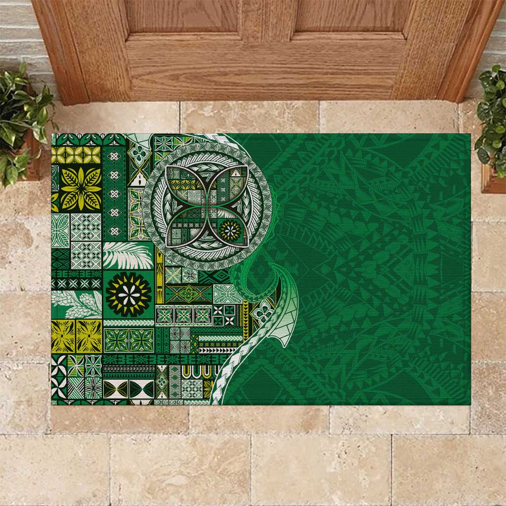 Samoan Siapo Art Tattoo Polynesian Pattern Rubber Doormat Green Color LT03 Green - Polynesian Pride