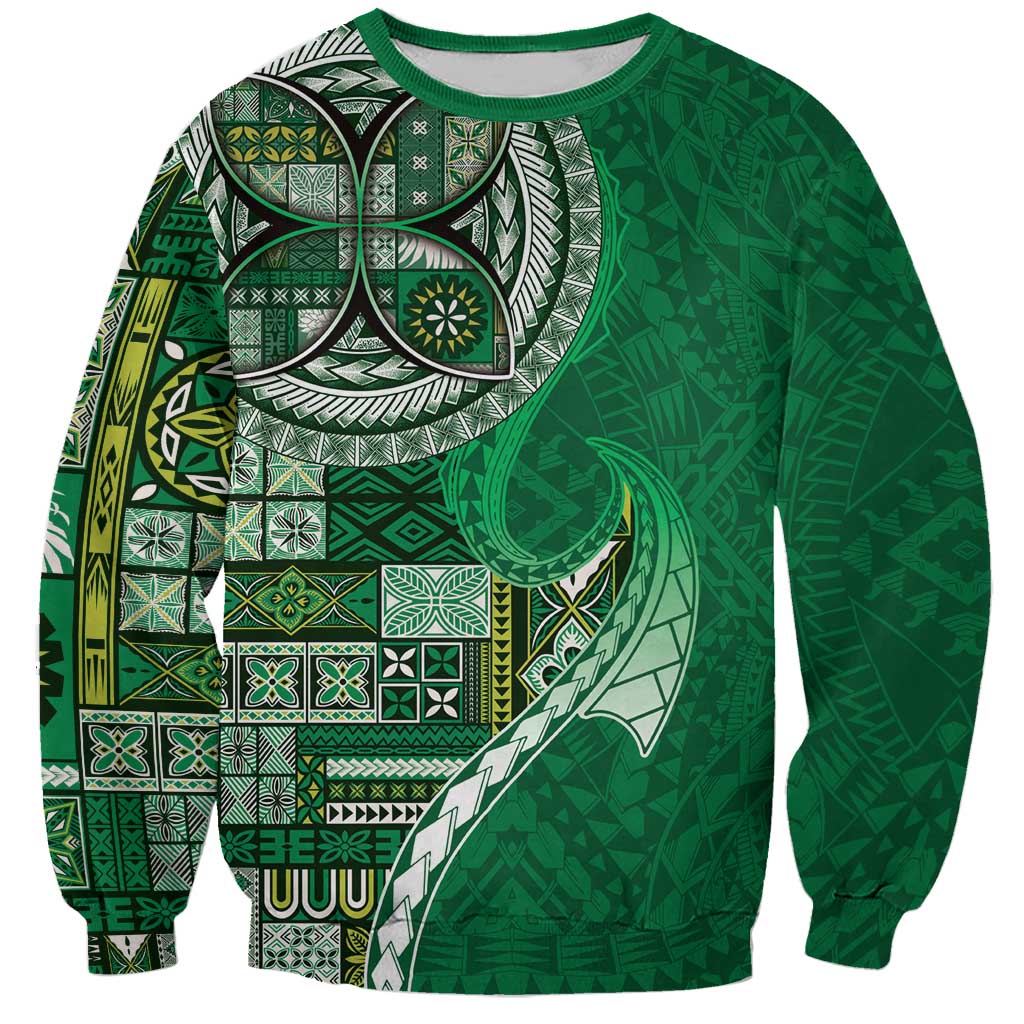 Samoan Siapo Art Tattoo Polynesian Pattern Sweatshirt Green Color LT03 Unisex Green - Polynesian Pride