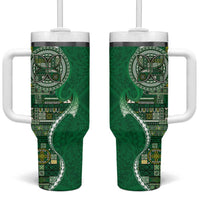 Samoan Siapo Art Tattoo Polynesian Pattern Tumbler With Handle Green Color LT03 One Size: 40 oz Green - Polynesian Pride