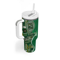 Samoan Siapo Art Tattoo Polynesian Pattern Tumbler With Handle Green Color LT03 - Polynesian Pride
