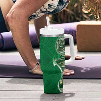 Samoan Siapo Art Tattoo Polynesian Pattern Tumbler With Handle Green Color LT03 - Polynesian Pride