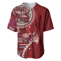 Samoan Siapo Art Tattoo Polynesian Pattern Baseball Jersey Red Color LT03 Red - Polynesian Pride