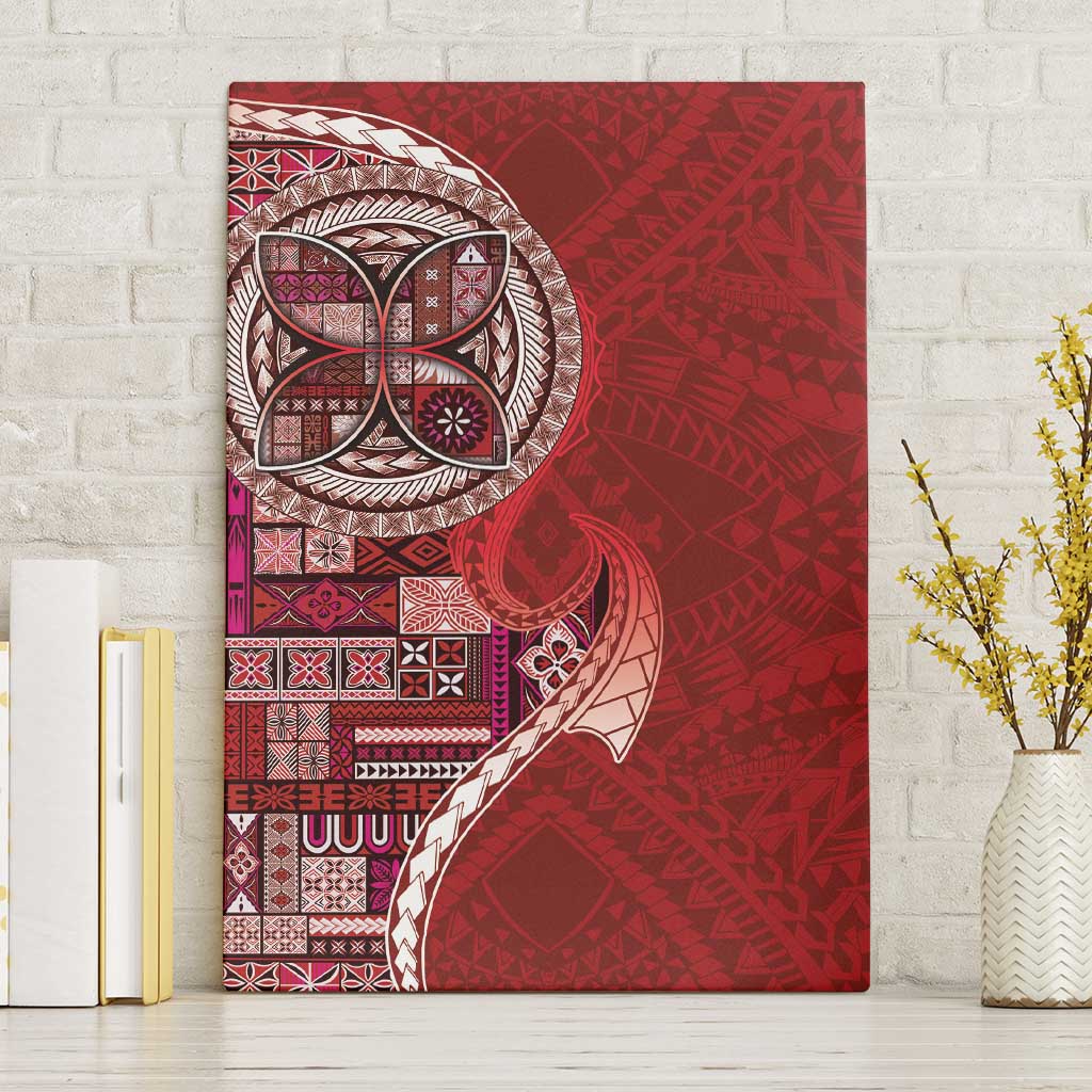 Samoan Siapo Art Tattoo Polynesian Pattern Canvas Wall Art Red Color LT03 Without Frame Red - Polynesian Pride