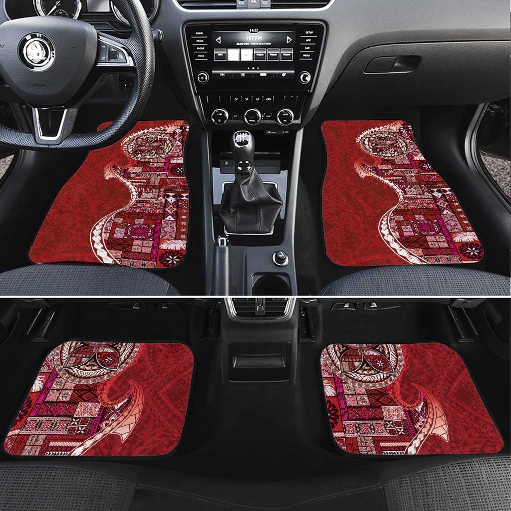 Samoan Siapo Art Tattoo Polynesian Pattern Car Mats Red Color LT03 Set 4pcs Red - Polynesian Pride