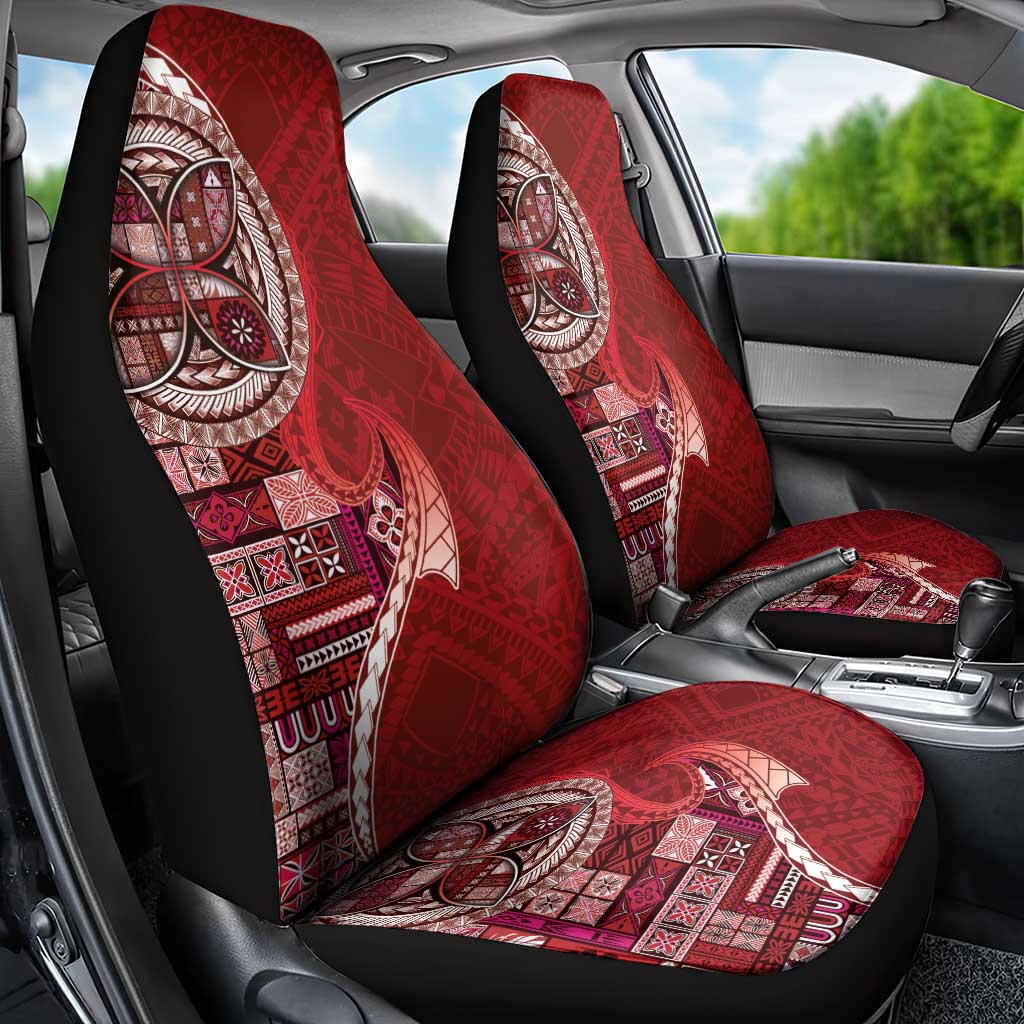 Samoan Siapo Art Tattoo Polynesian Pattern Car Seat Cover Red Color LT03 - Polynesian Pride