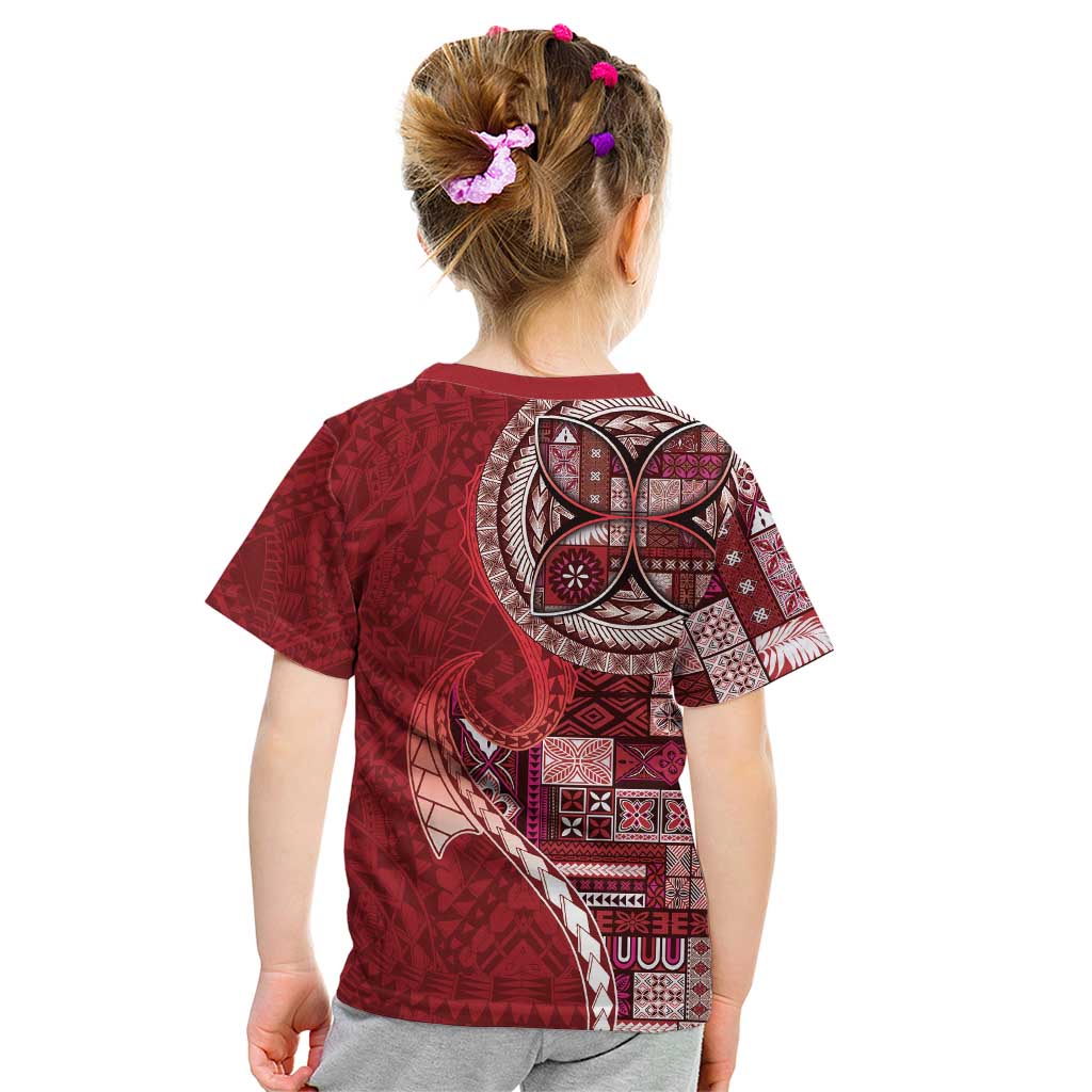 Samoan Siapo Art Tattoo Polynesian Pattern Kid T Shirt Red Color LT03 - Polynesian Pride