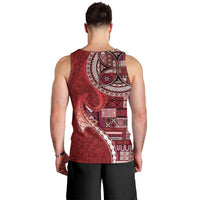 Samoan Siapo Art Tattoo Polynesian Pattern Men Tank Top Red Color LT03 - Polynesian Pride