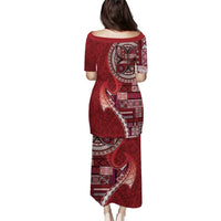 Samoan Siapo Art Tattoo Polynesian Pattern Puletasi Red Color LT03 - Polynesian Pride