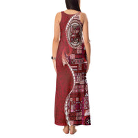Samoan Siapo Art Tattoo Polynesian Pattern Tank Maxi Dress Red Color LT03 - Polynesian Pride