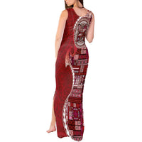 Samoan Siapo Art Tattoo Polynesian Pattern Tank Maxi Dress Red Color LT03 - Polynesian Pride
